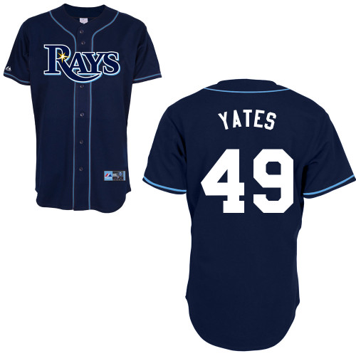 Kirby Yates #49 Youth Baseball Jersey-Tampa Bay Rays Authentic Alternate 2 Navy Cool Base MLB Jersey